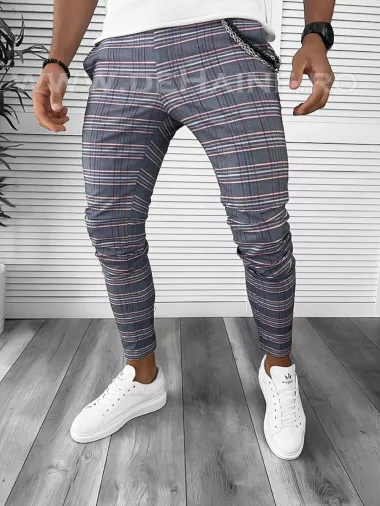 Pantaloni barbati casual regular fit in carouri B7946 F3-2.3